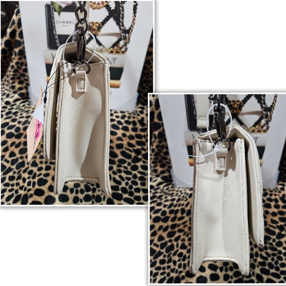 BETSEY JOHNSON Cream Quilted Shoulder Bag W/Detatchable Chain Strap NWT - Picture 5 of 8